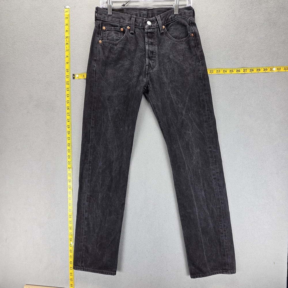 Levis 501 Jeans Mens Black Regular Straight Button Fly Denim Fits 28x31